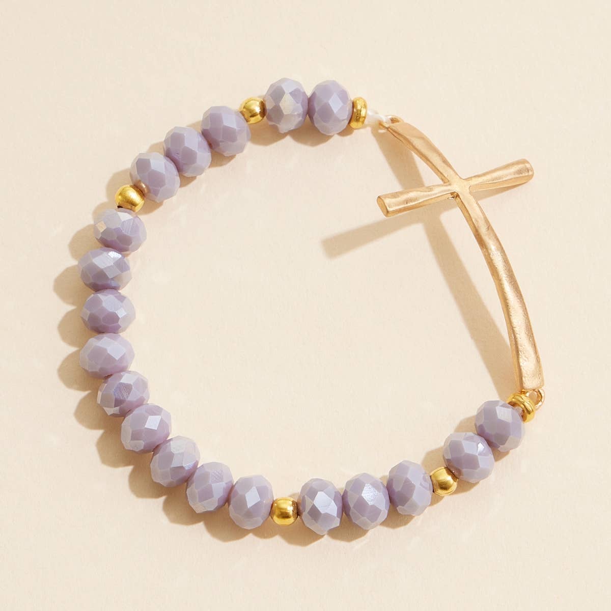 Cross Charm Glass Beaded Bracelet