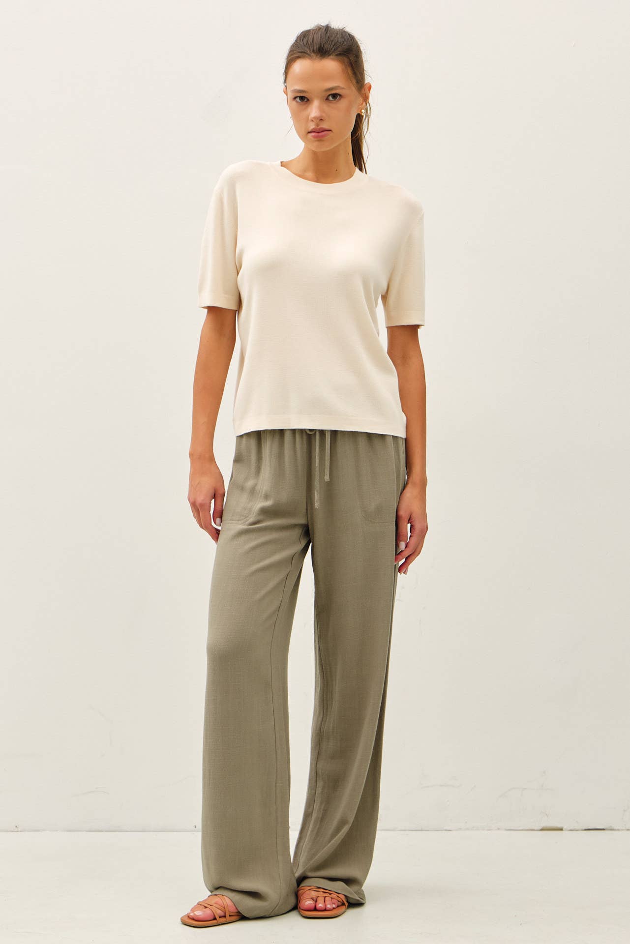 CASHMERE BLENDED SHORT SLEEVE SWEATER