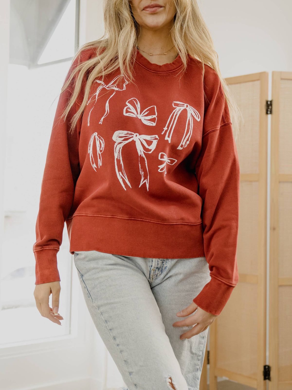 Bows Red Hi-Dive Oversized Crew