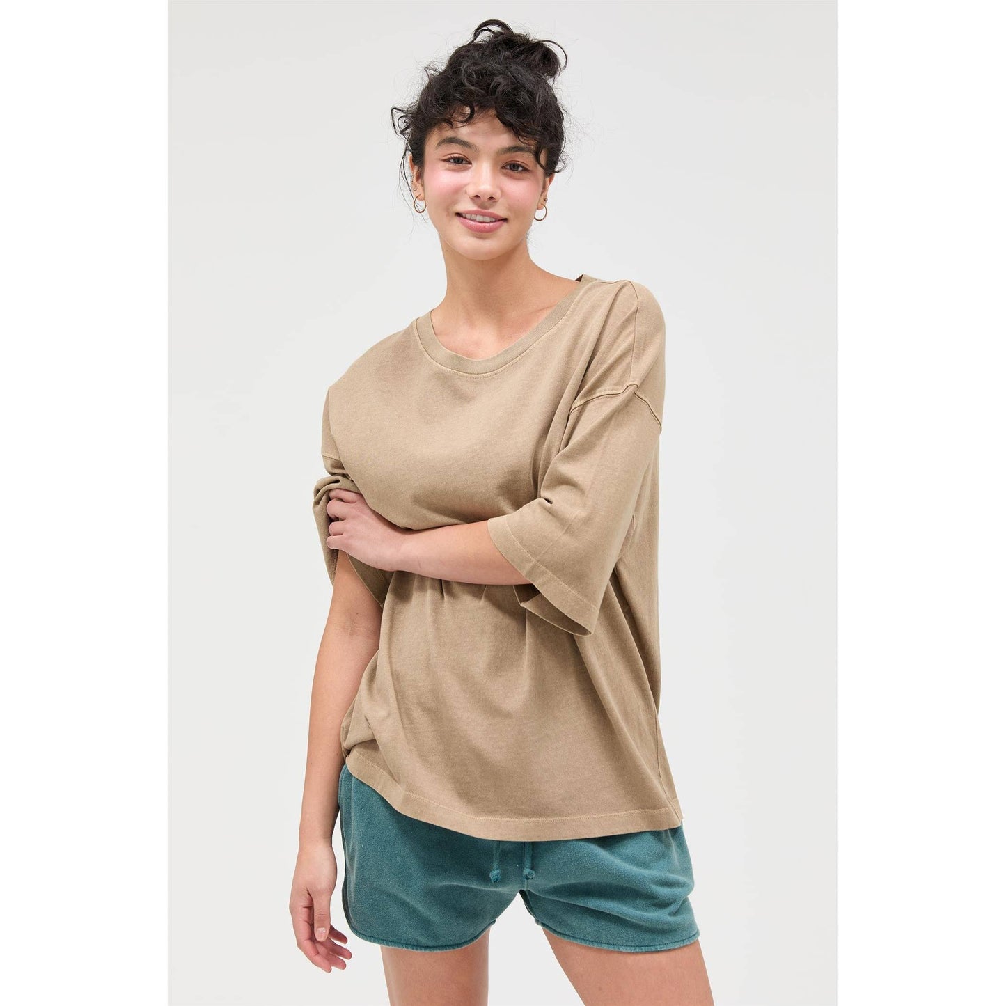Pigment Dye Oversized Half-Sleeve T-Shirt