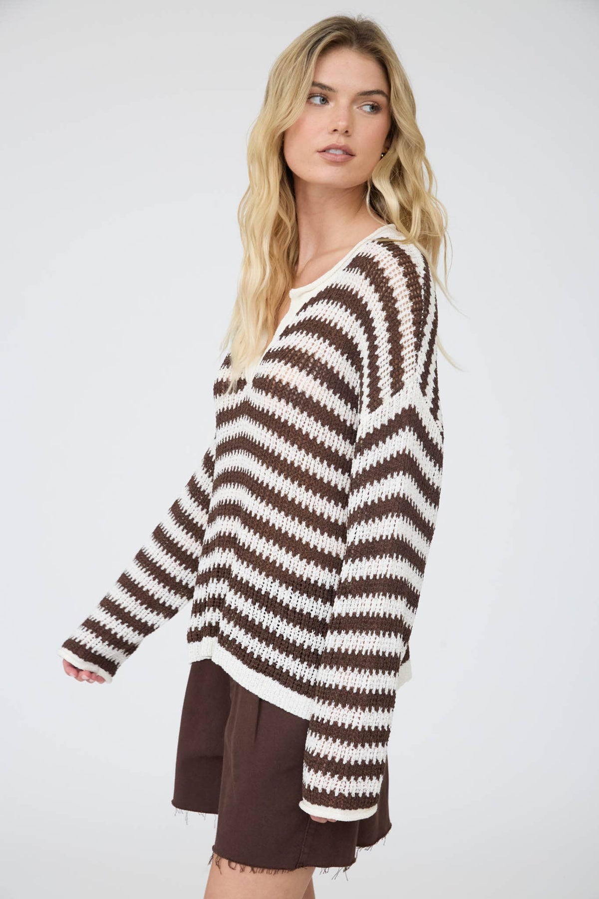 Reanna Raw Edge Vneck Sweater