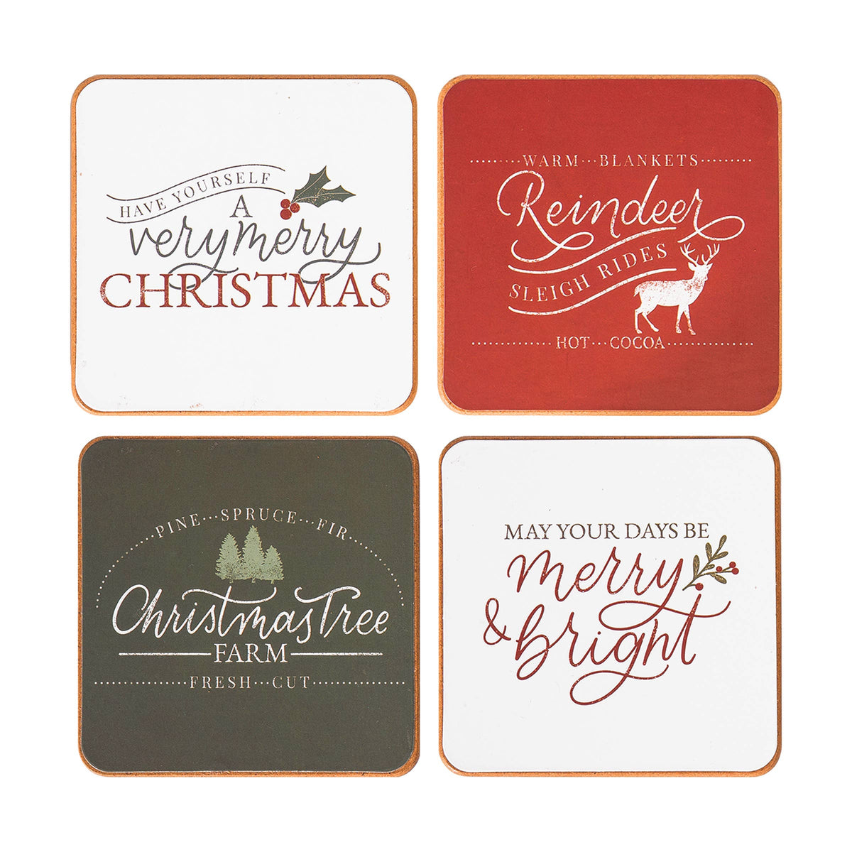 Christmas Square Coaster Set 4