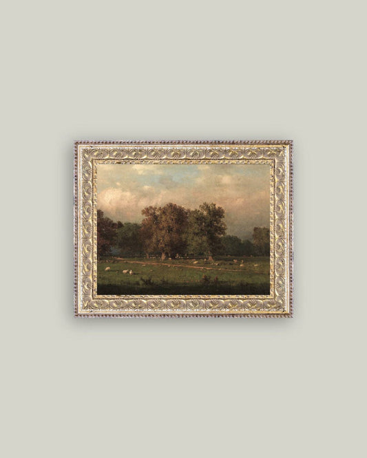Sheep Farm Framed Antique Art
