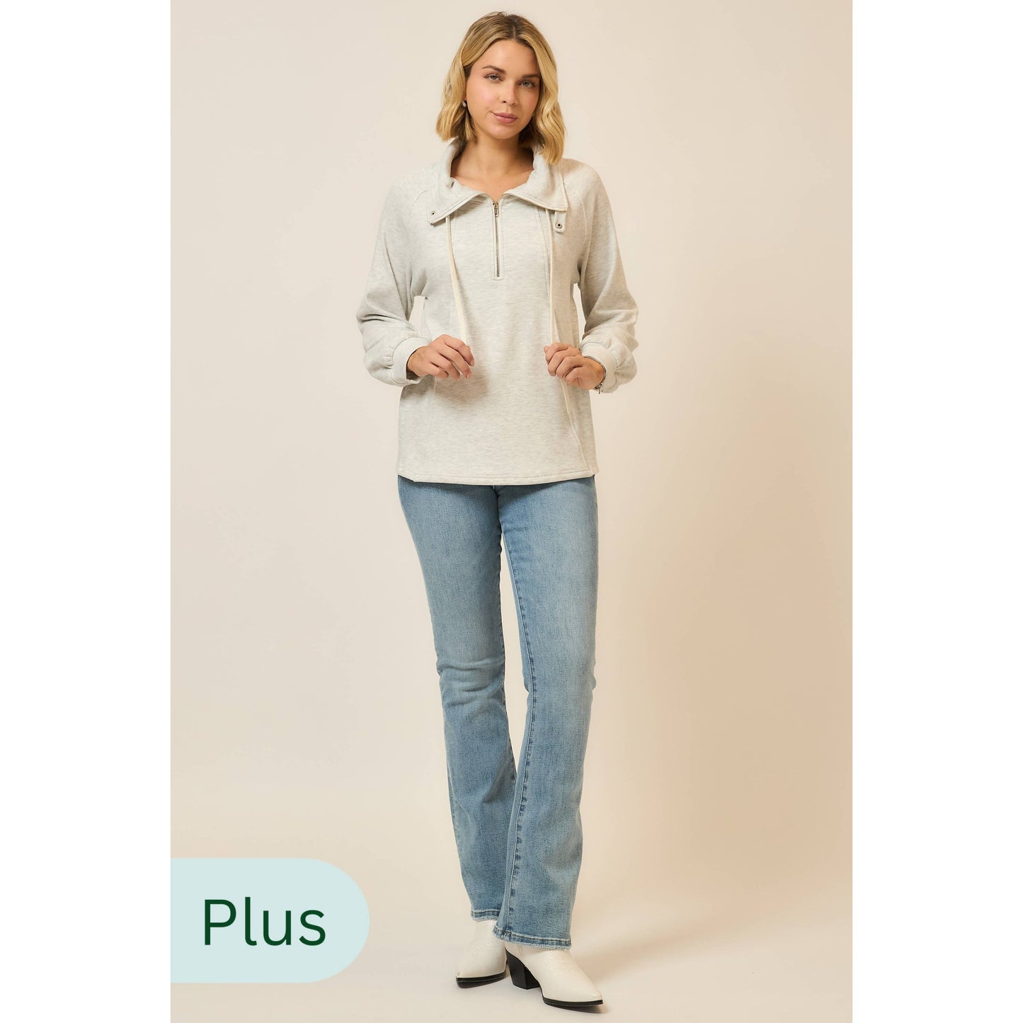 Oatmeal Funnel Neck Sweatshirt