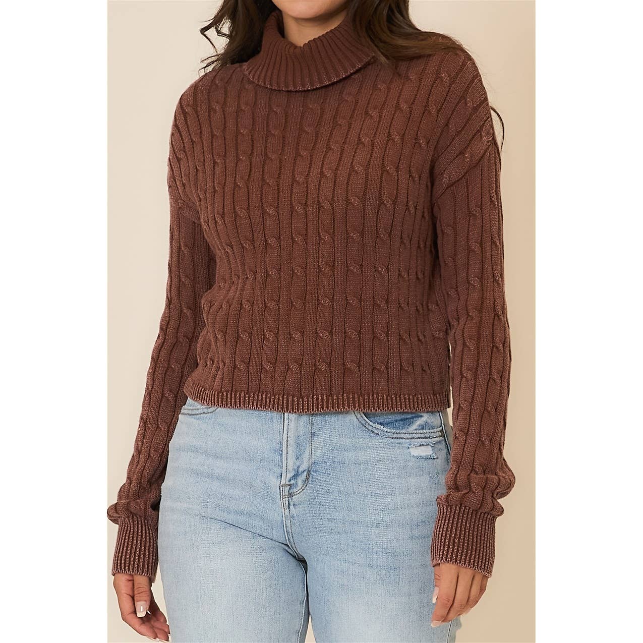 Cali Cropped Turtleneck Sweater