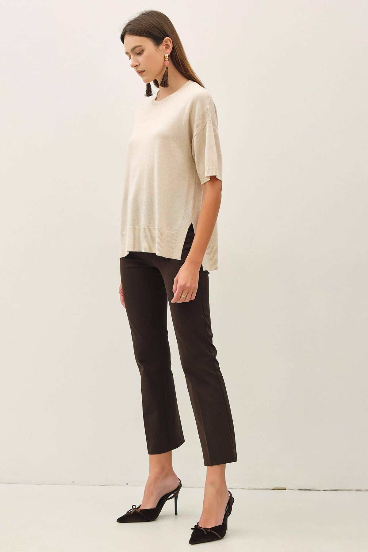 Side Split Shortsleeve Sweater