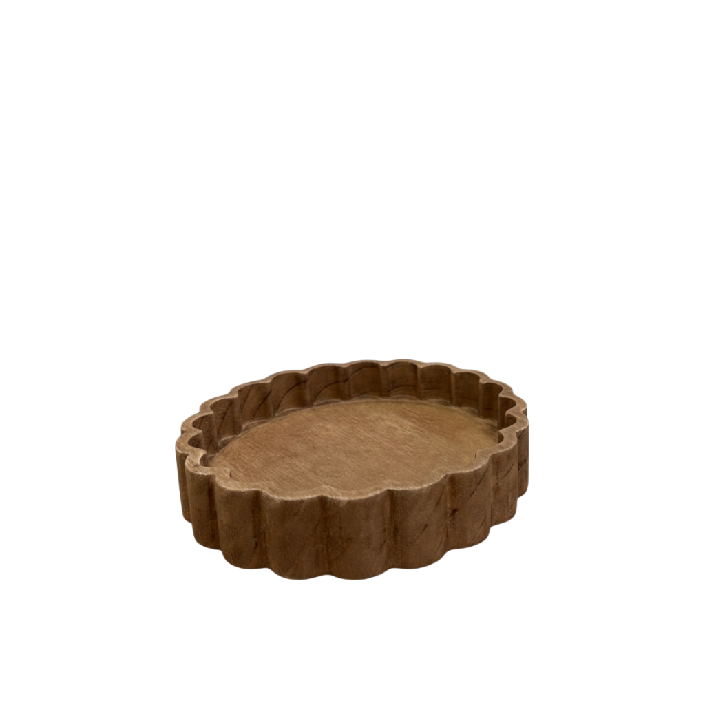 Scalloped Wood Tray Small