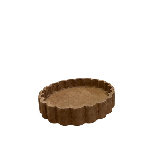 Scalloped Wood Tray Small