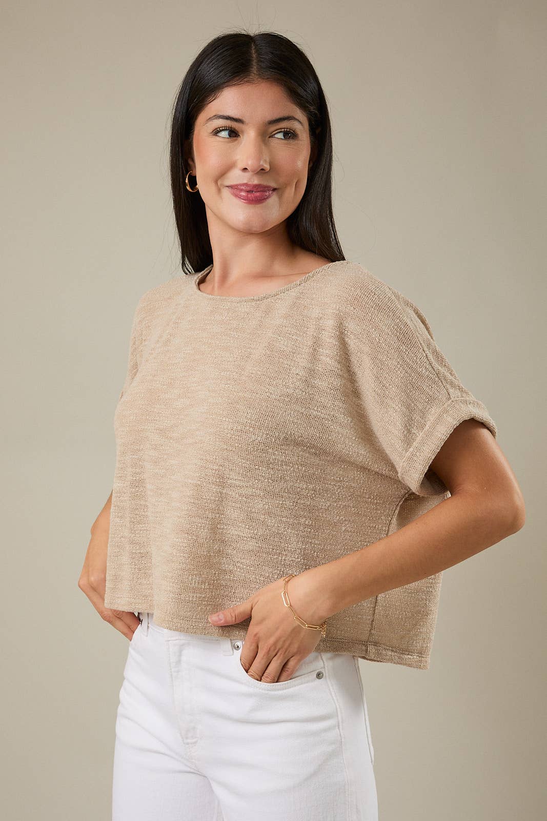 Biscotti Folded Sleeve Top