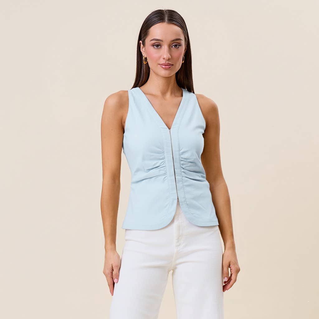 Sleeveless shirred top