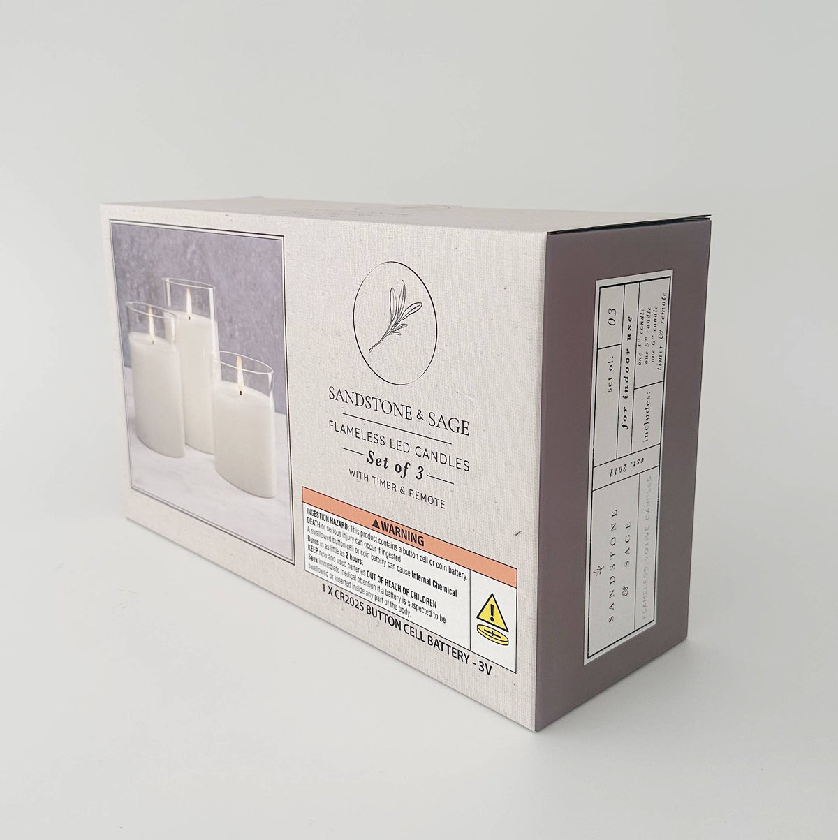 Flameless LED Hurricane Glass Candles - White and Amber