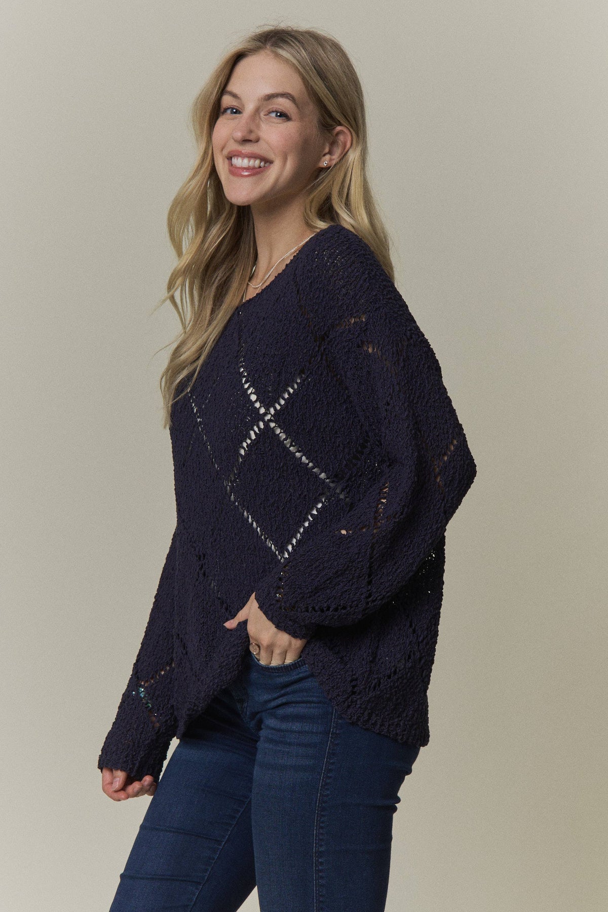 Falling for You Diamond Knit Sweater