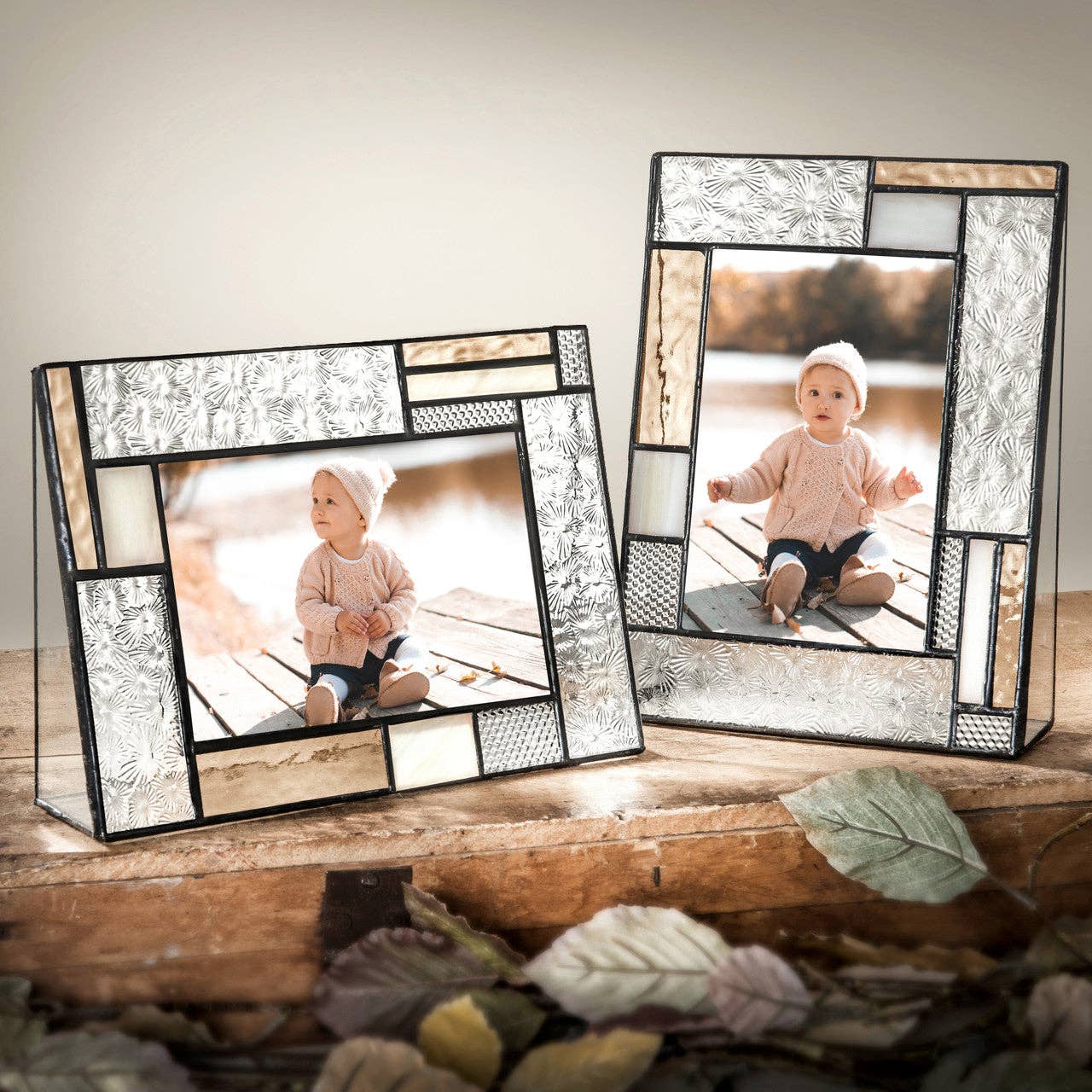Peach, Ivory and Clear Vintage Glass Frame Series