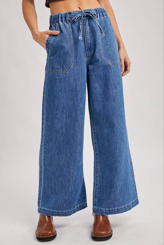 Callie DENIM PAPER BAG WIDE LEG JEANS