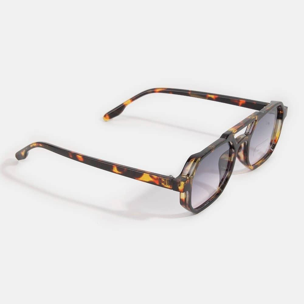 Double Bridge Aviator Polycarbonate Sunglasses Set