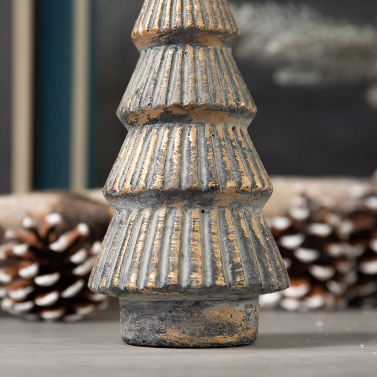 Weathered Gold Cement Christmas Tree Decor