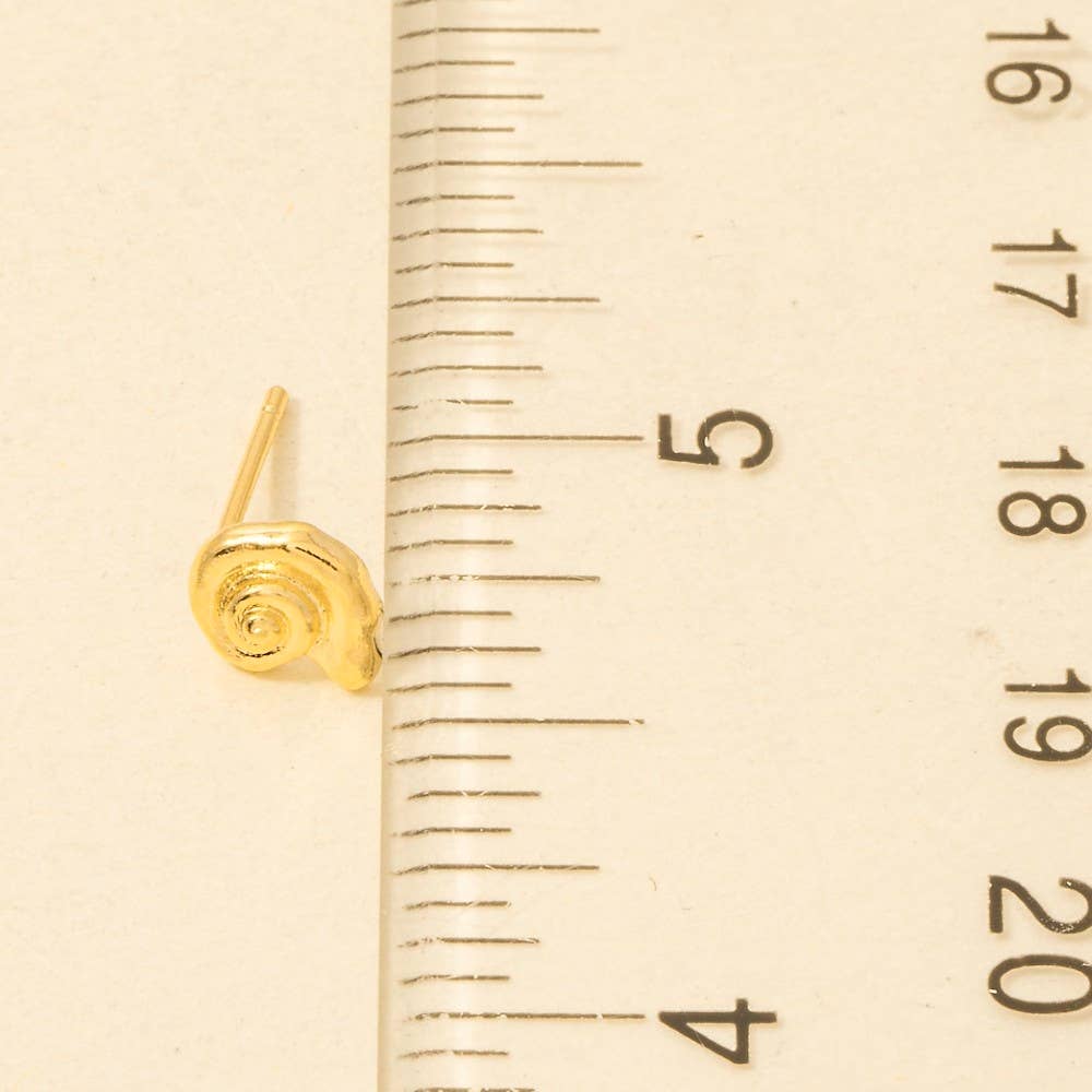 Gold Dipped Spiral Sea Shell Stud Earrings