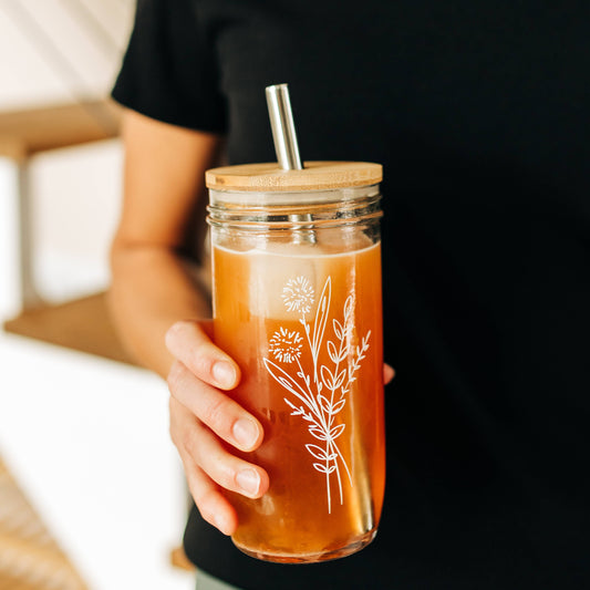 Floral Bouquet Glass Tumbler