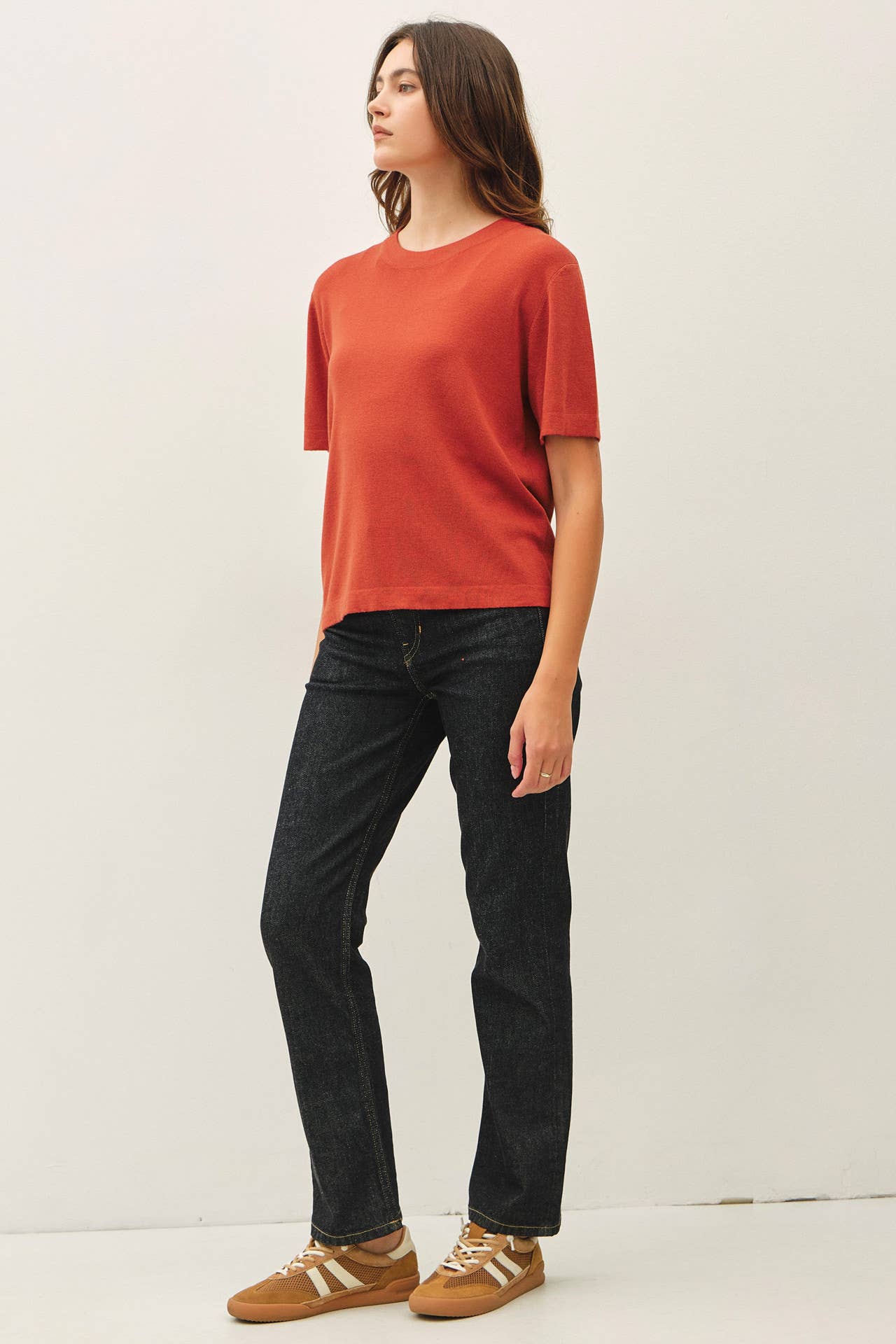 CASHMERE BLENDED SHORT SLEEVE SWEATER