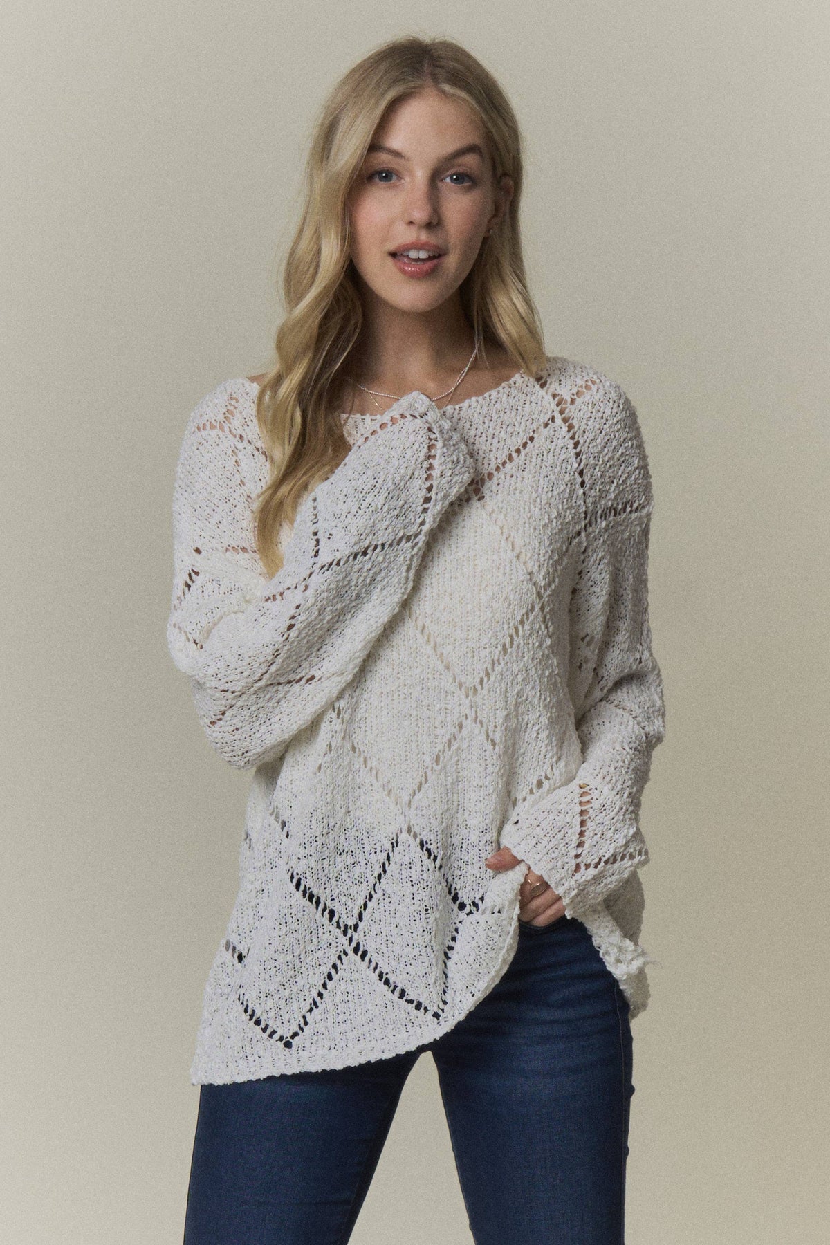 Falling for You Diamond Knit Sweater