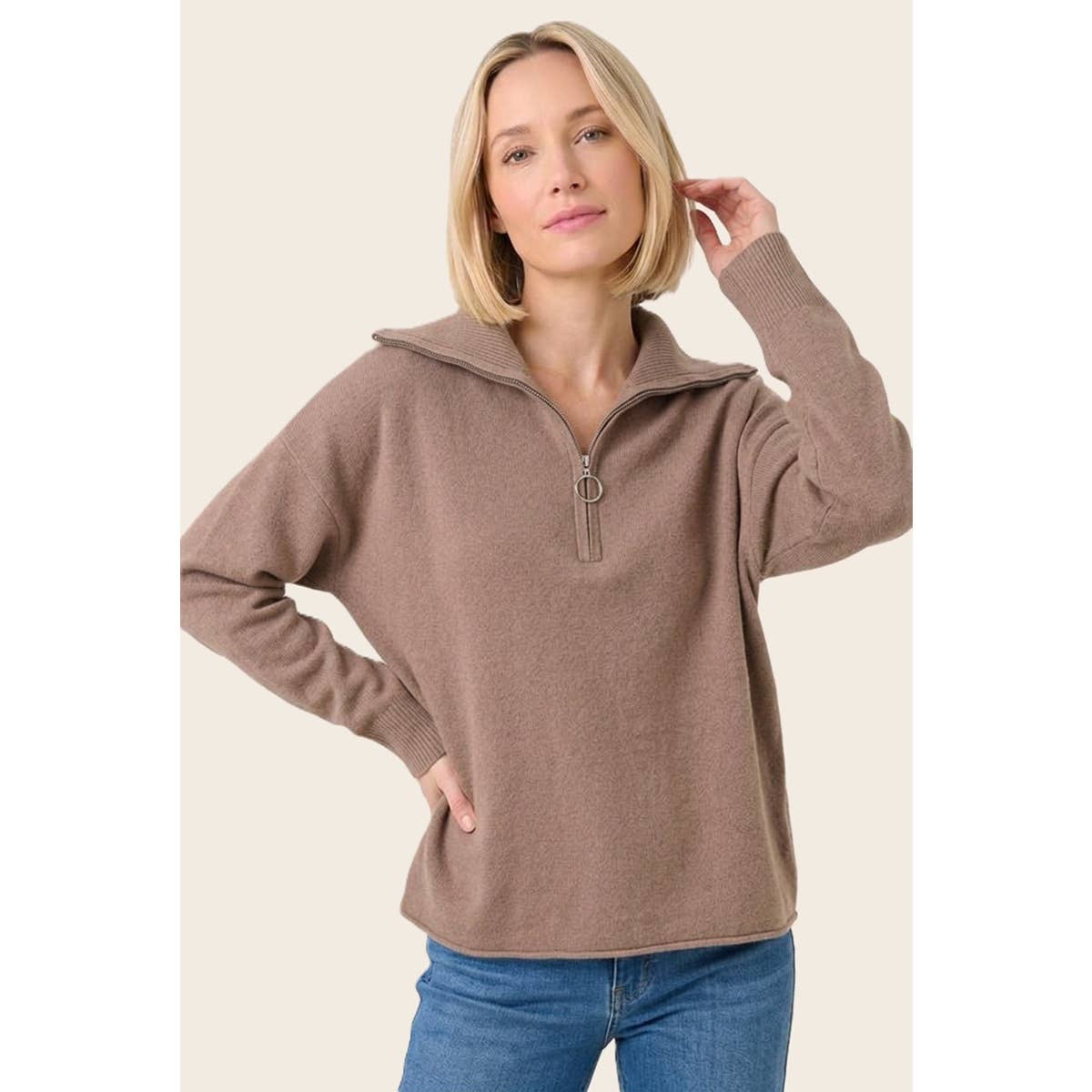 Mock Mockneck Zip Sweater