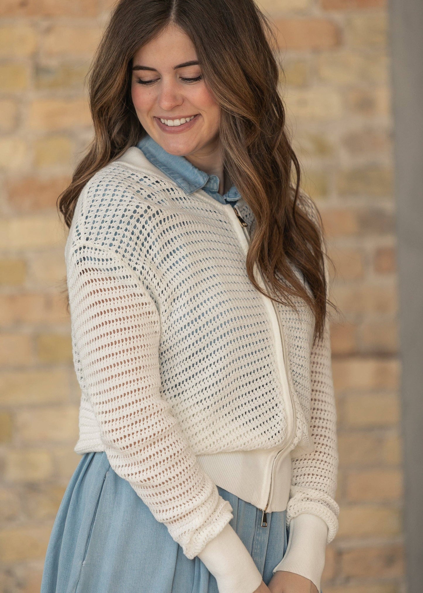 Tate Ivory Crochet Open Knit Cardigan