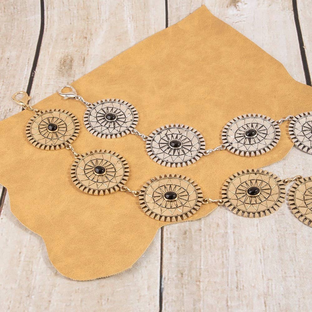 Stone Sunburst Concho Chain Belt
