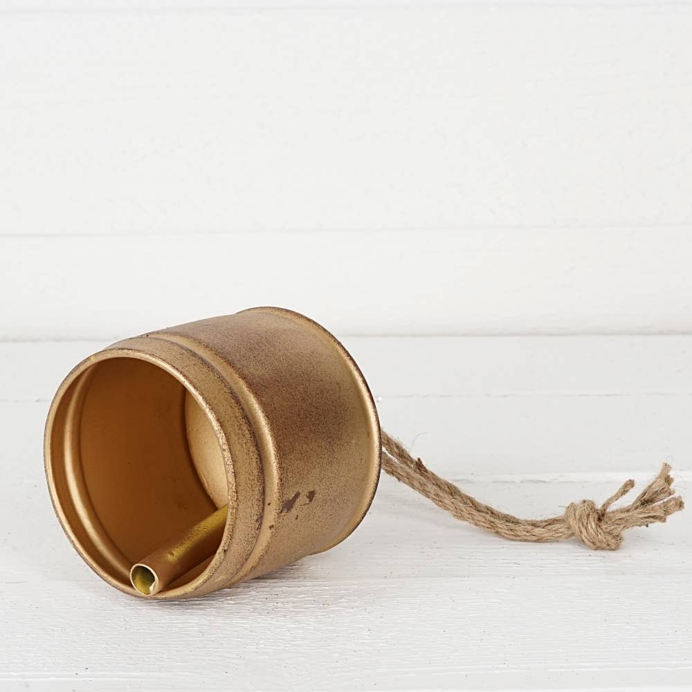 M32502-Vintage Gold Silo Bell w. jute loop (6.5inH)