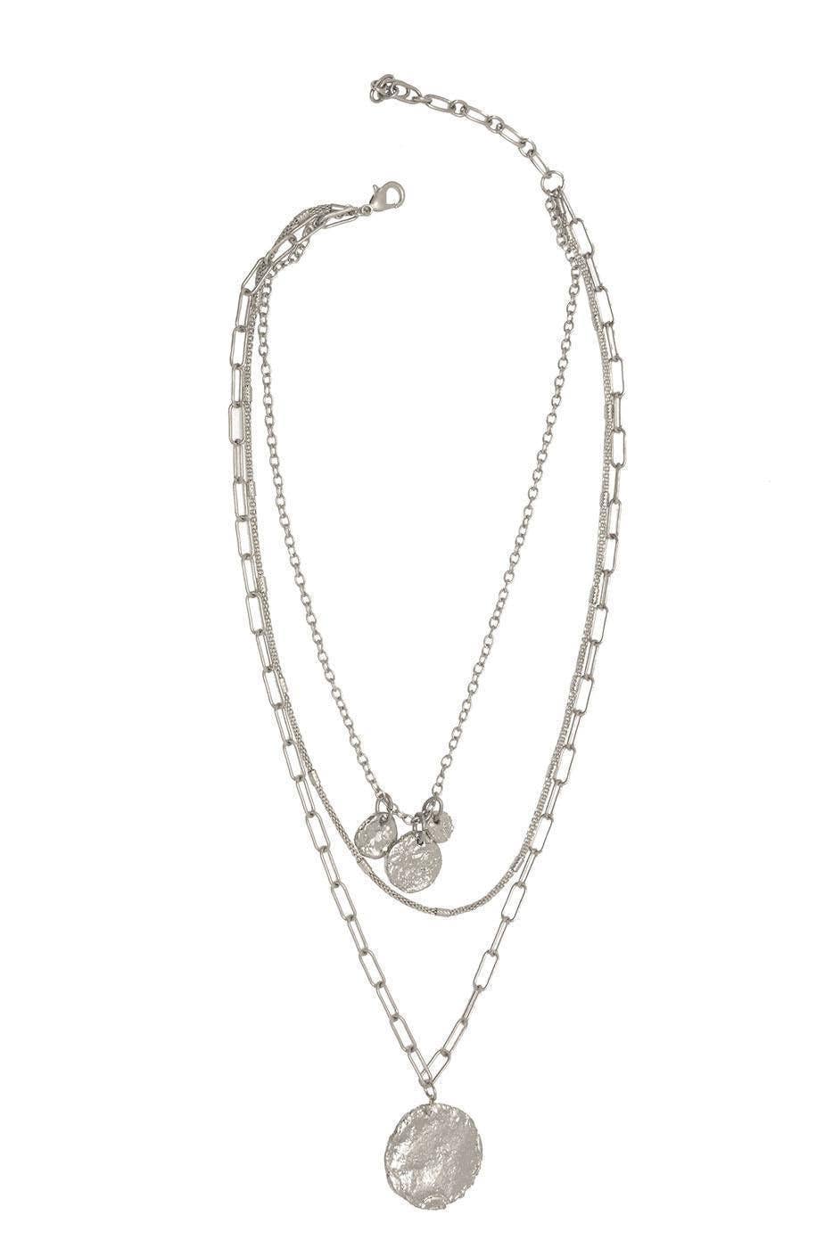 Three Row Multi Chain & Pendants Necklace