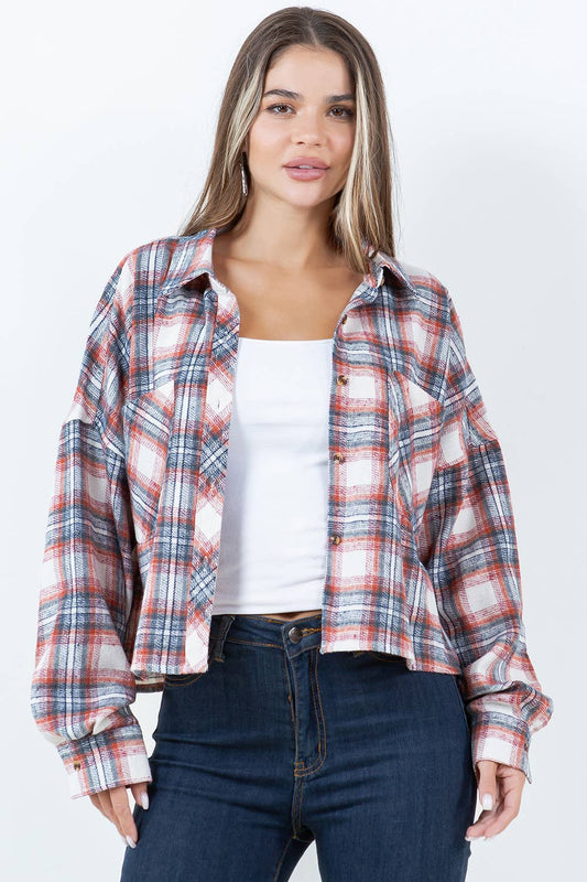 Darla Plaid Crop Shacket