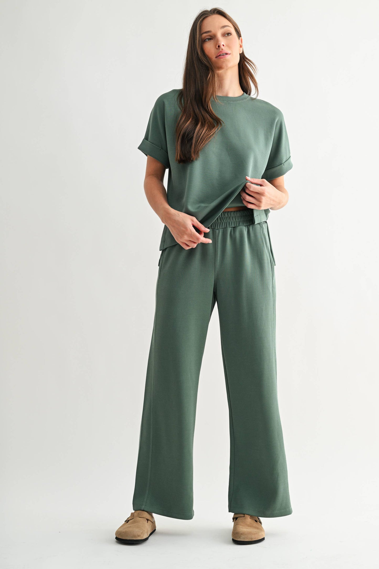 Luxe Sand Wash Rib Lounge Tee