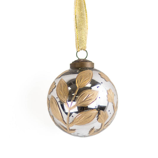 Seina Glass Ornament   Silver/Gold   3"