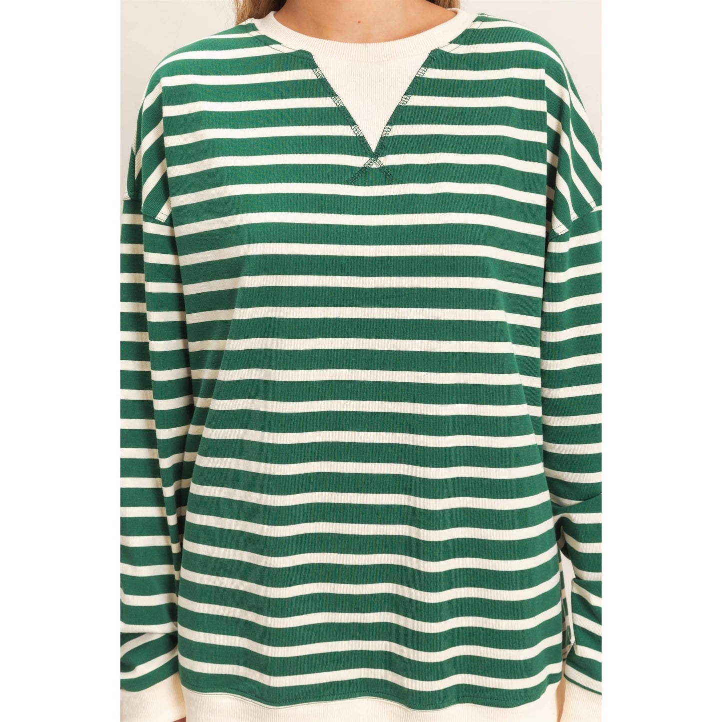 Vnotch Striped Pullover