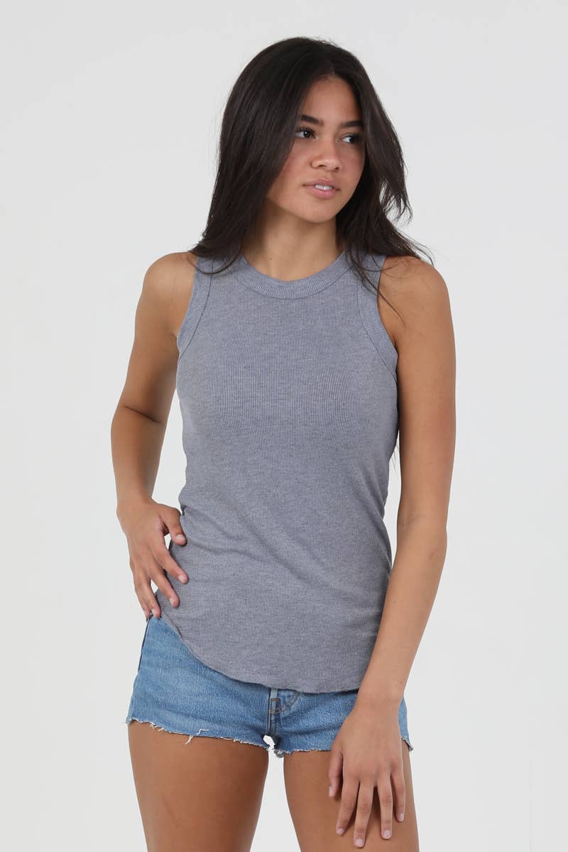 Basic Babe Ribbed Round Tank