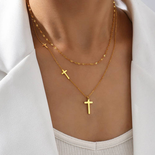 Double Layered Cross Necklace
