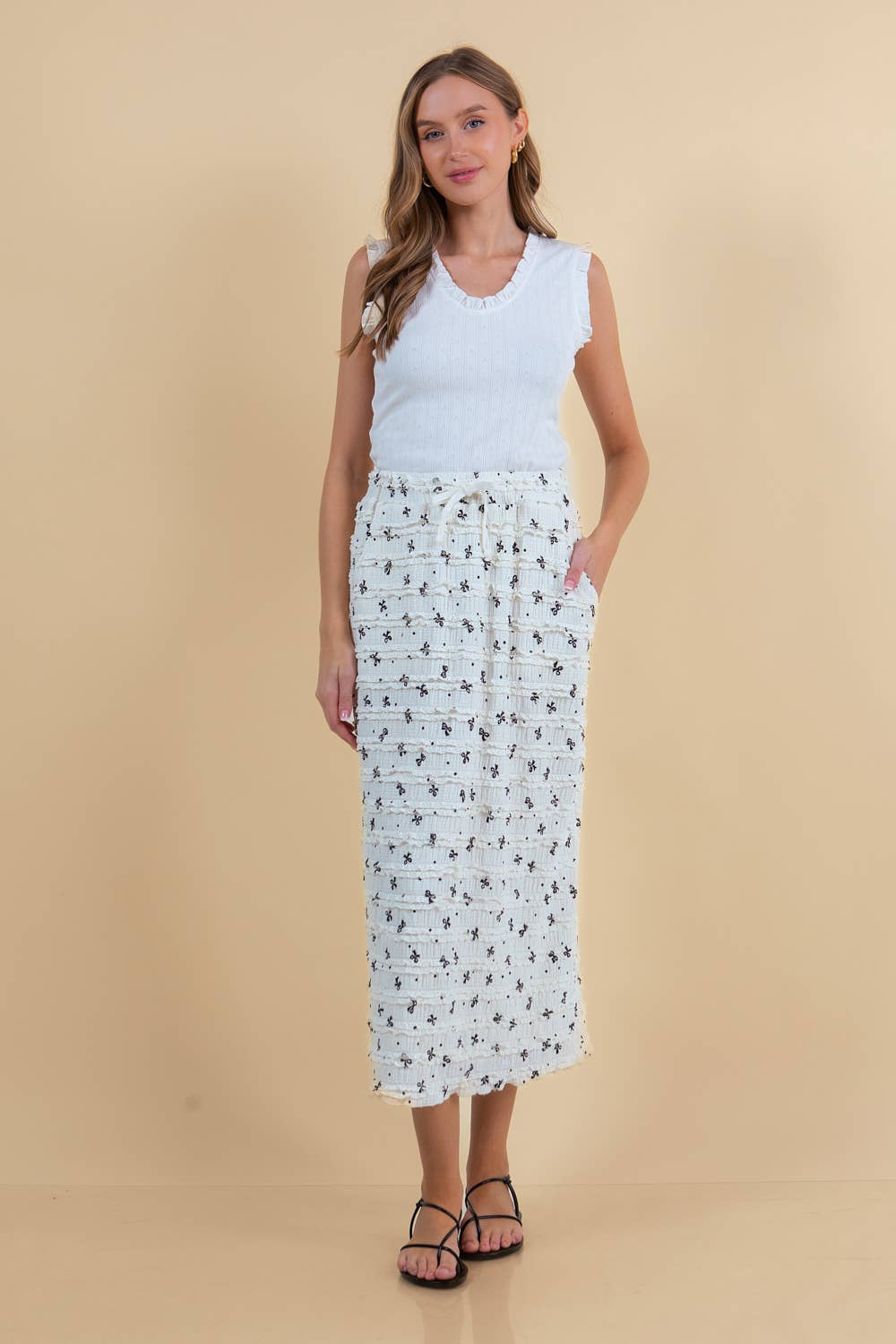 Bow Babe Printed Maxi Skirt