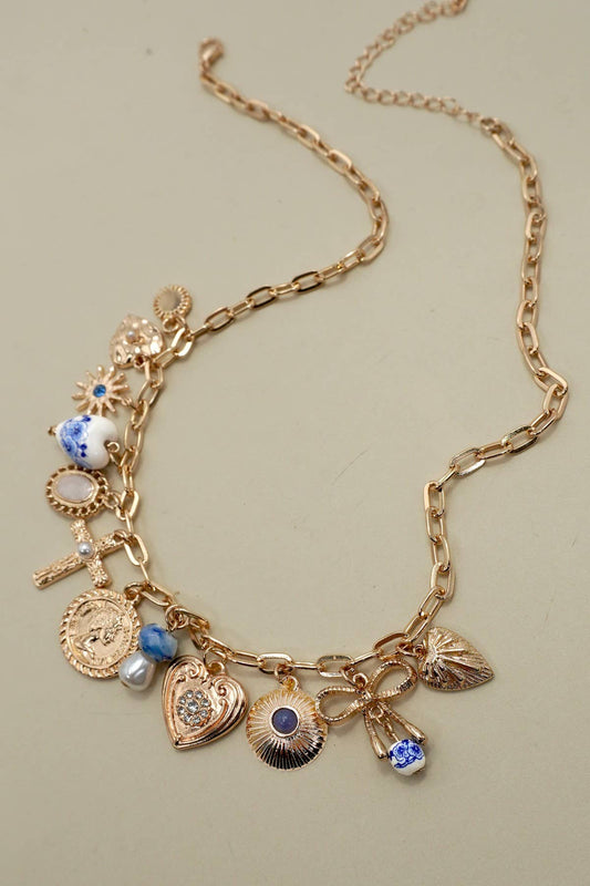 PORCELAIN HEARTS CROSS NECKLACE | 80N91593
