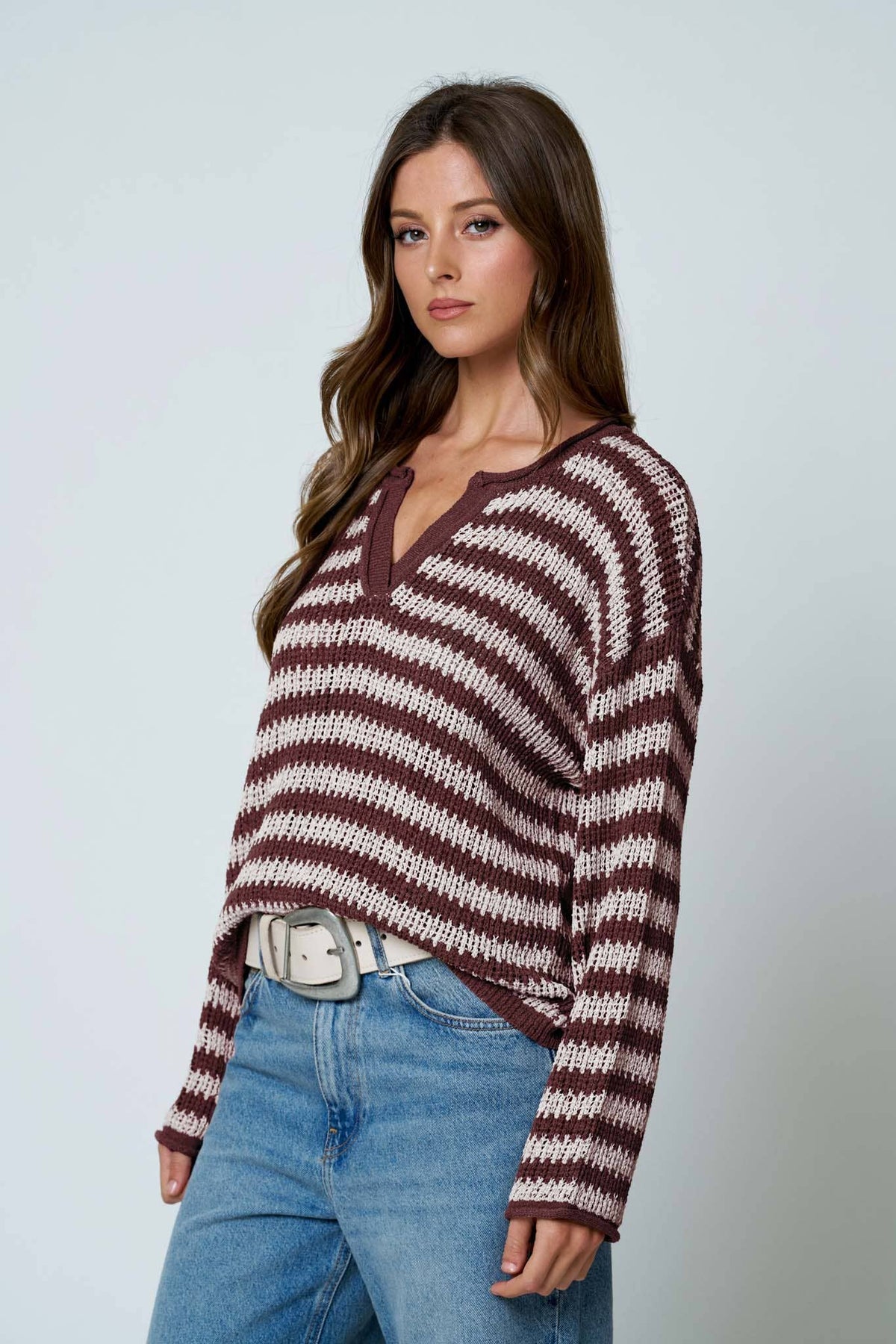 Reanna Raw Edge Vneck Sweater