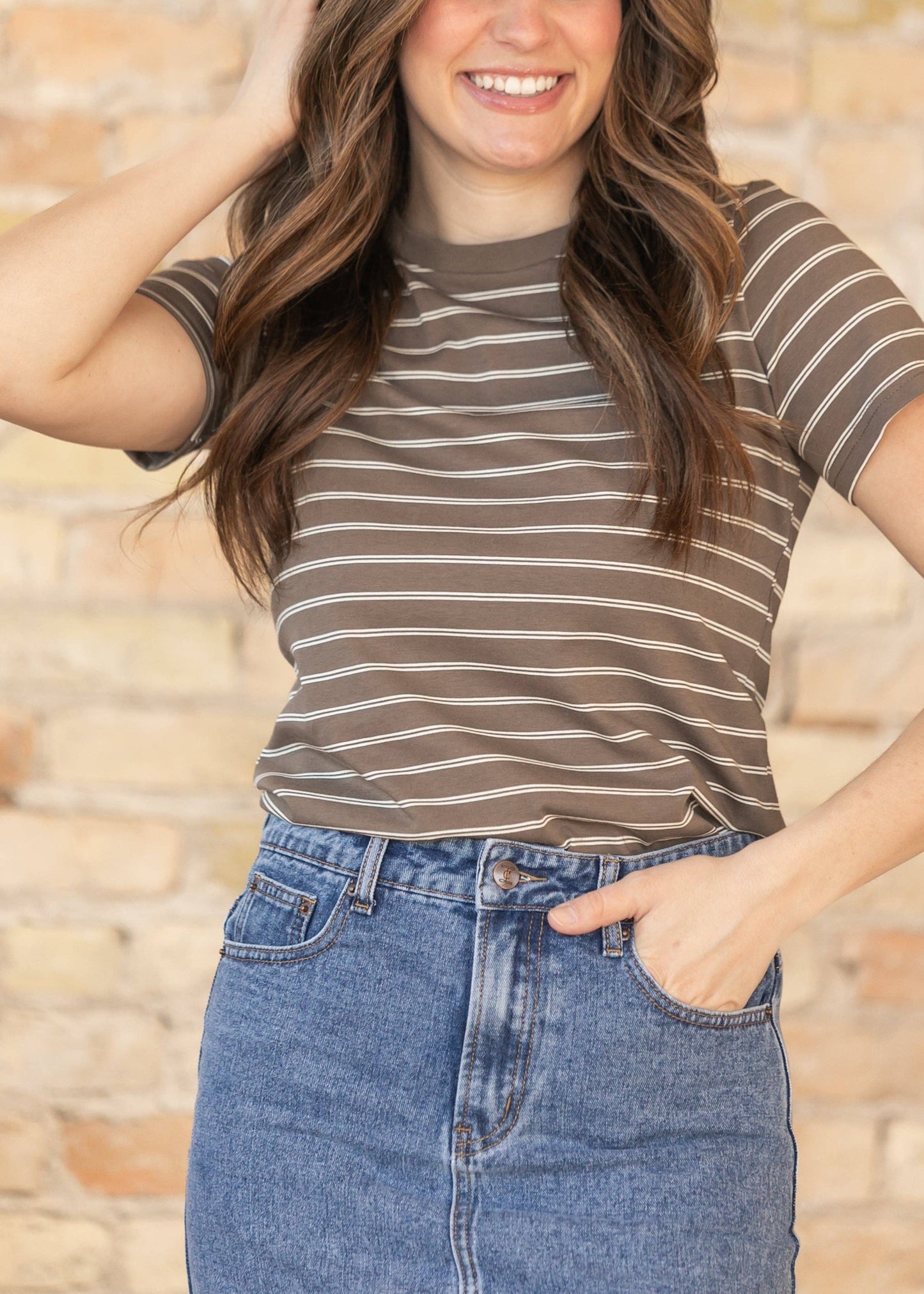 Chloe Essential Brown Striped Tee