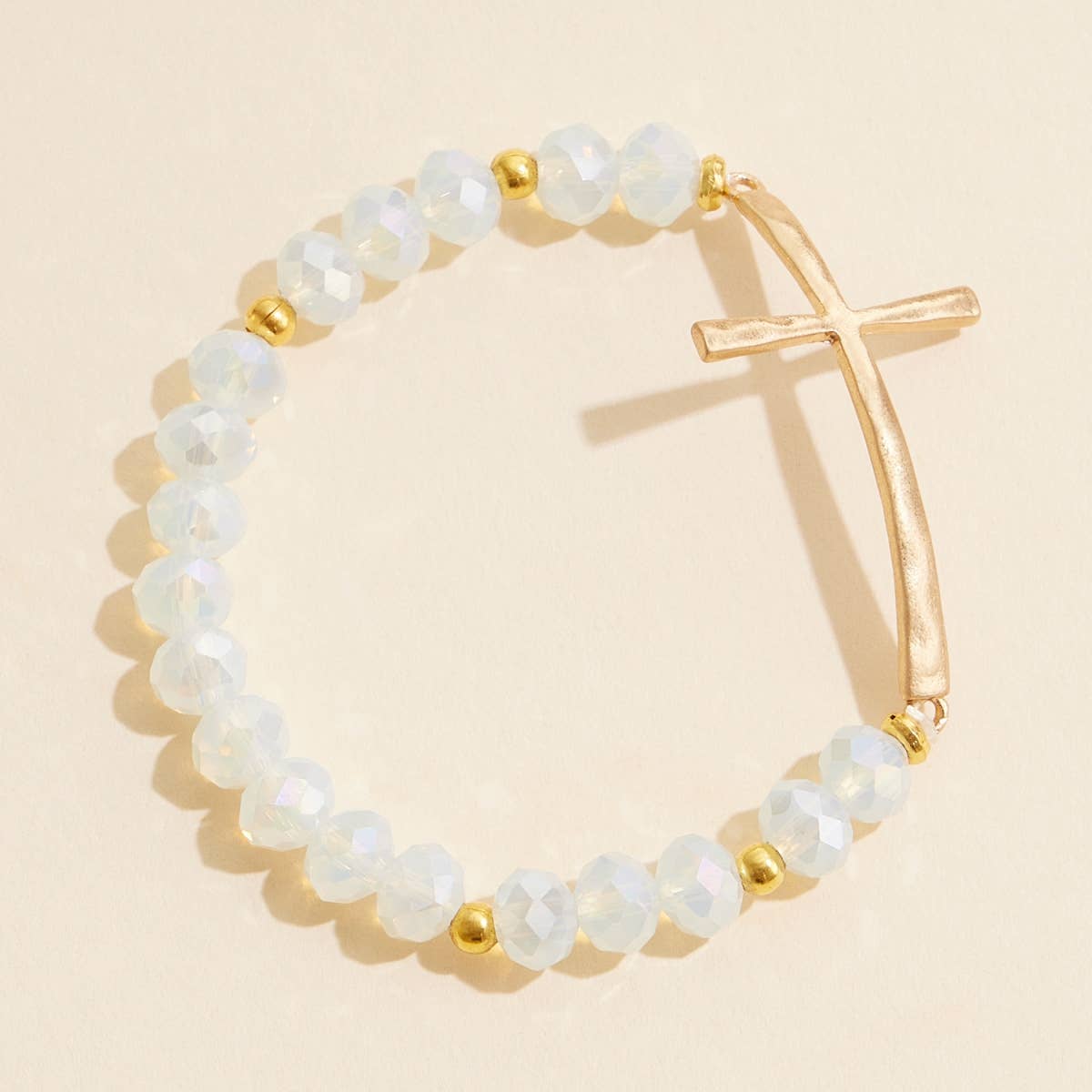 Cross Charm Glass Beaded Bracelet