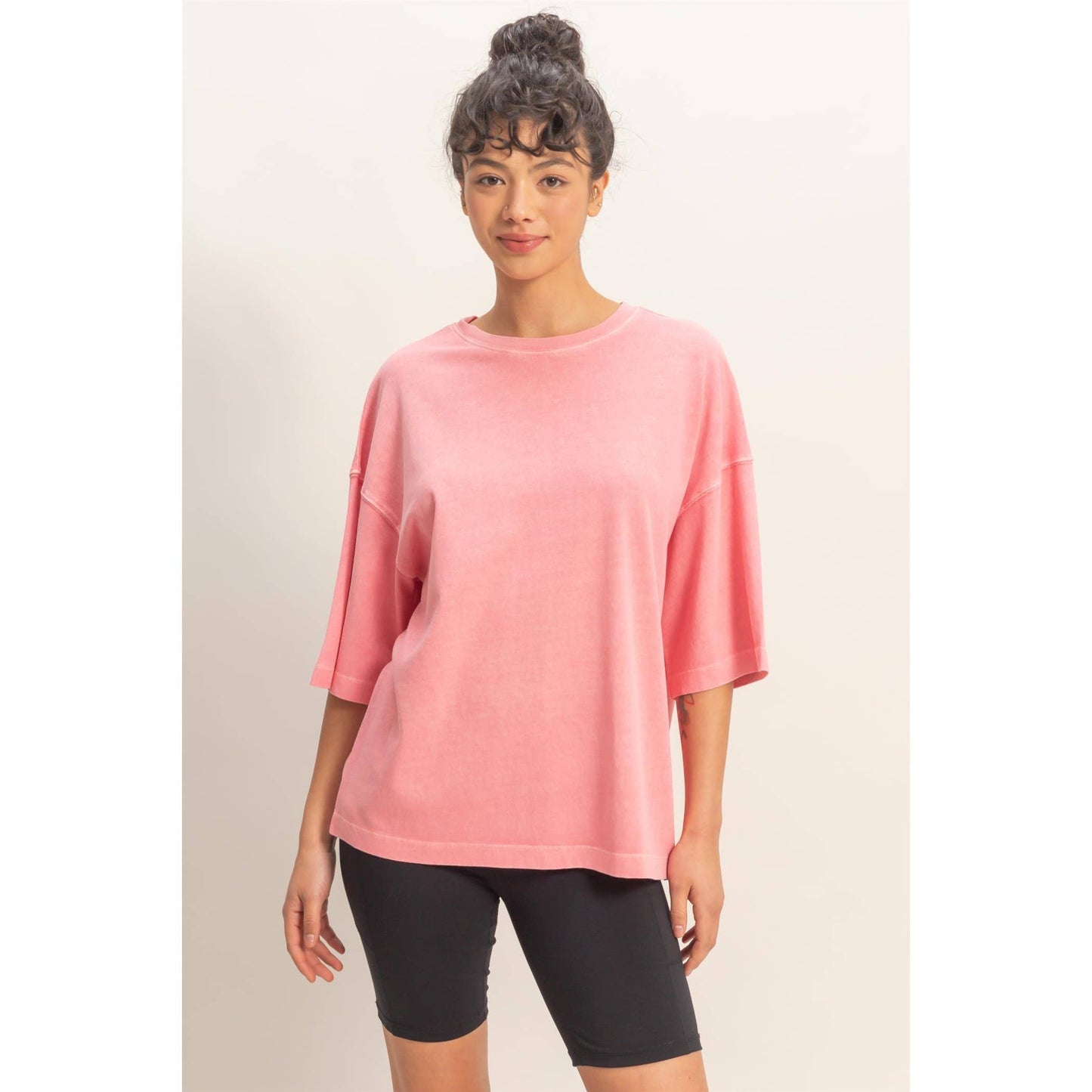 Pigment Dye Oversized Half-Sleeve T-Shirt