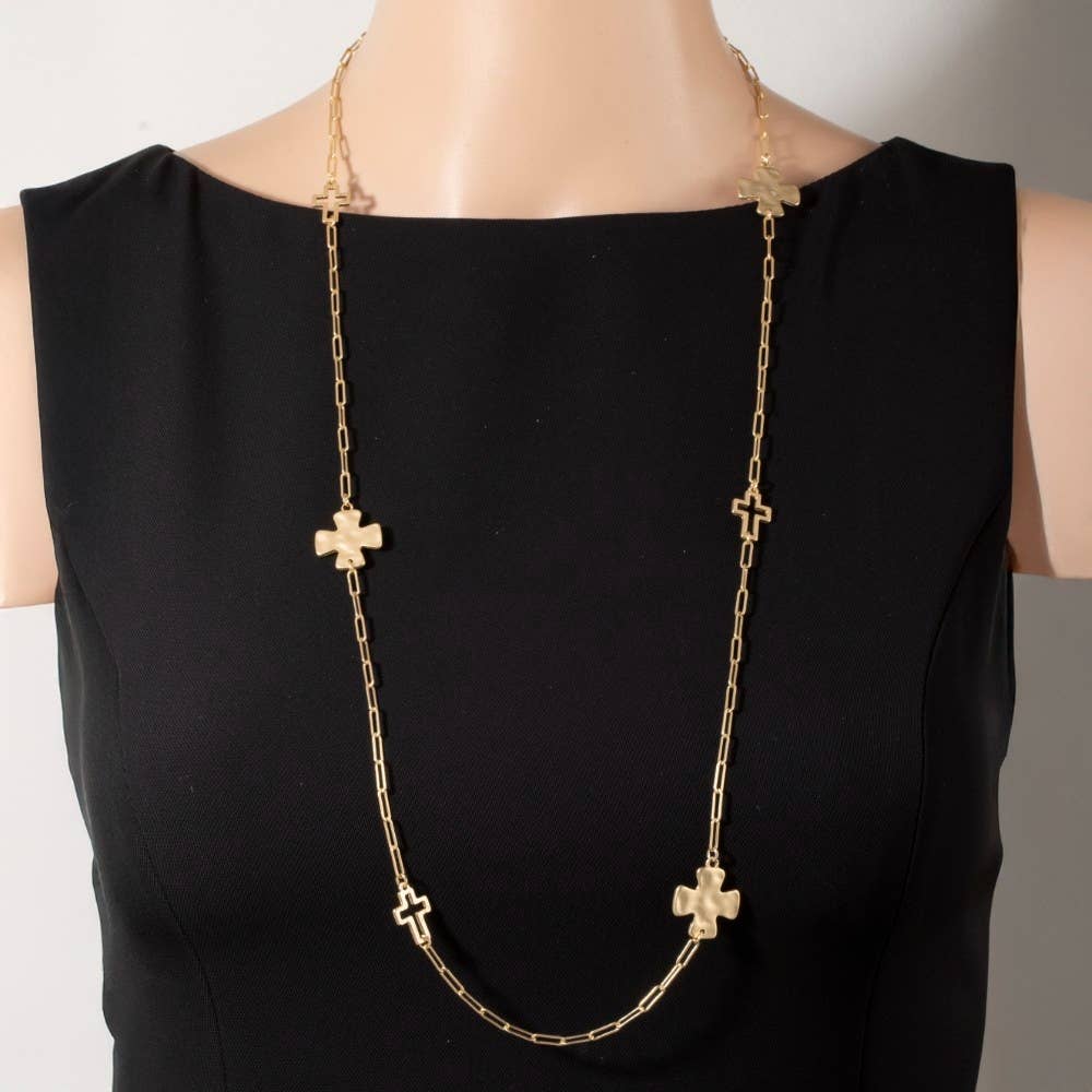 Multi Cross Charms Chain Necklace