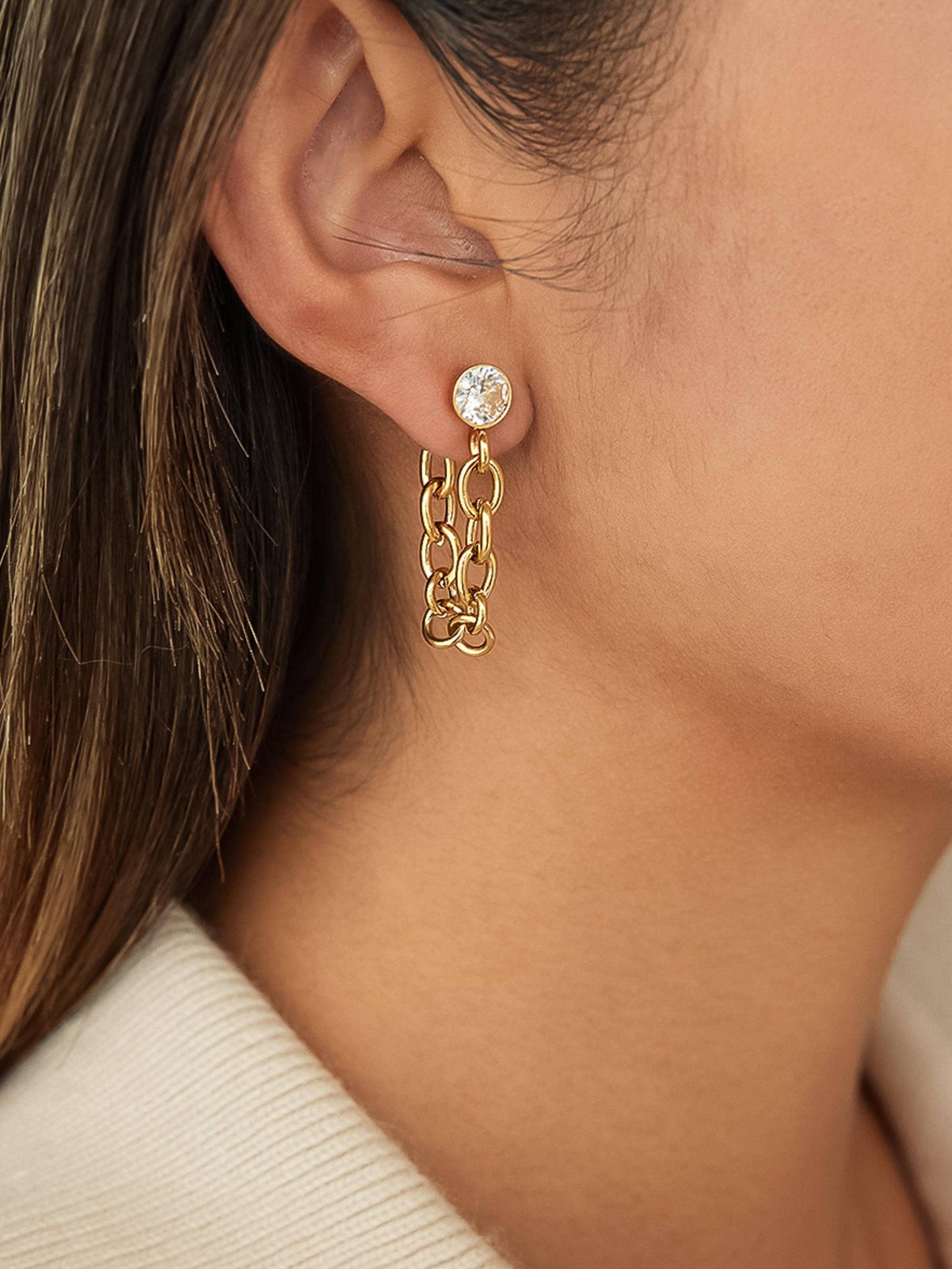 Jazlynn 18K Gold Chain Drop Earrings