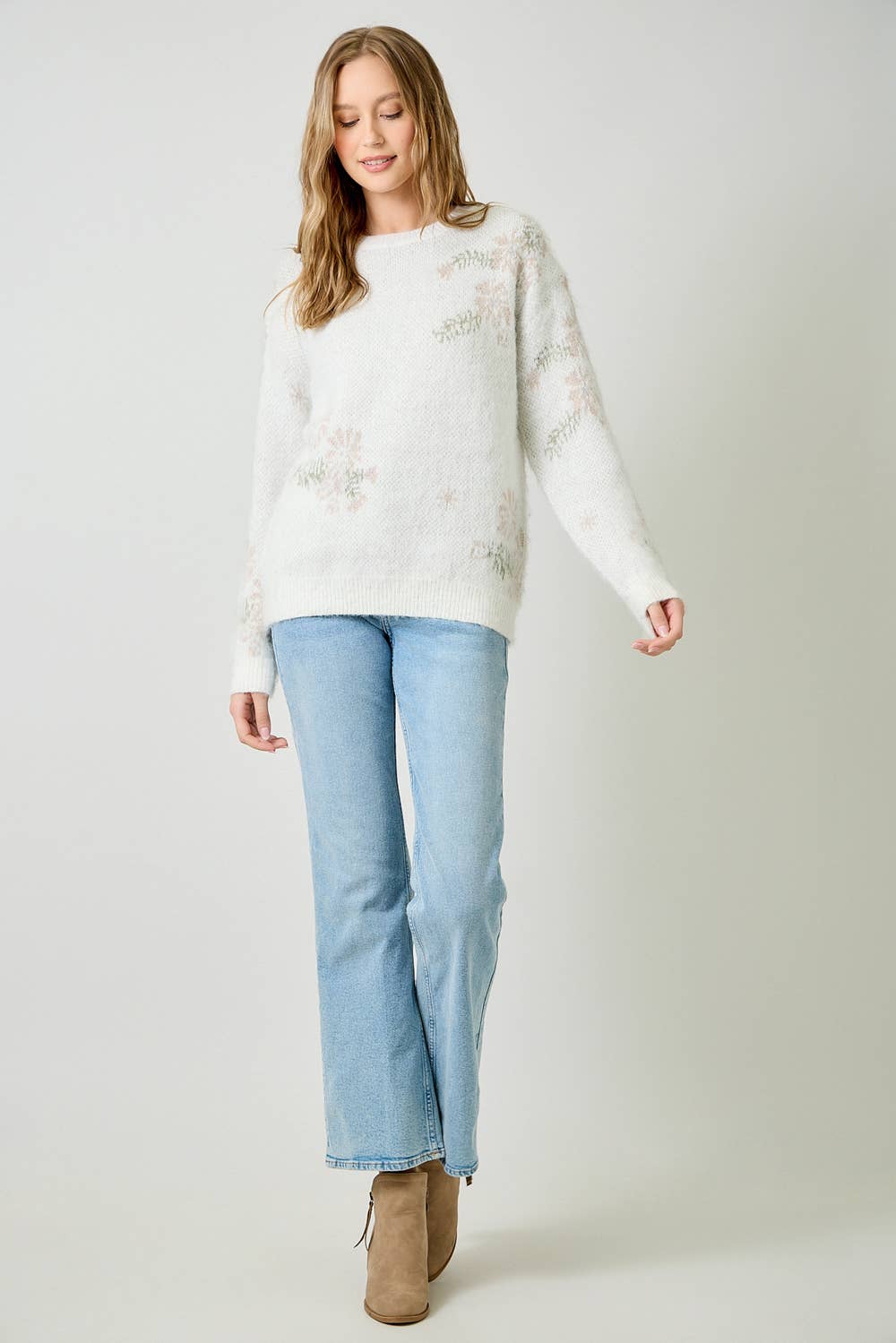 Winter Blues Floral Sweater