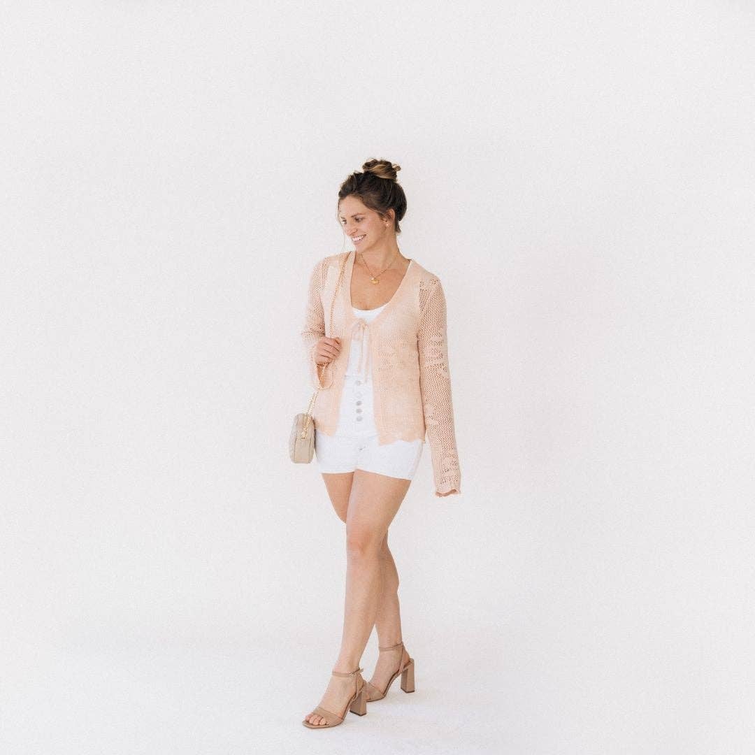 Crochet Bell Sleeve Cardigan- Women