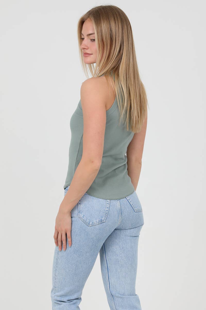 Basic Babe Ribbed Round Tank