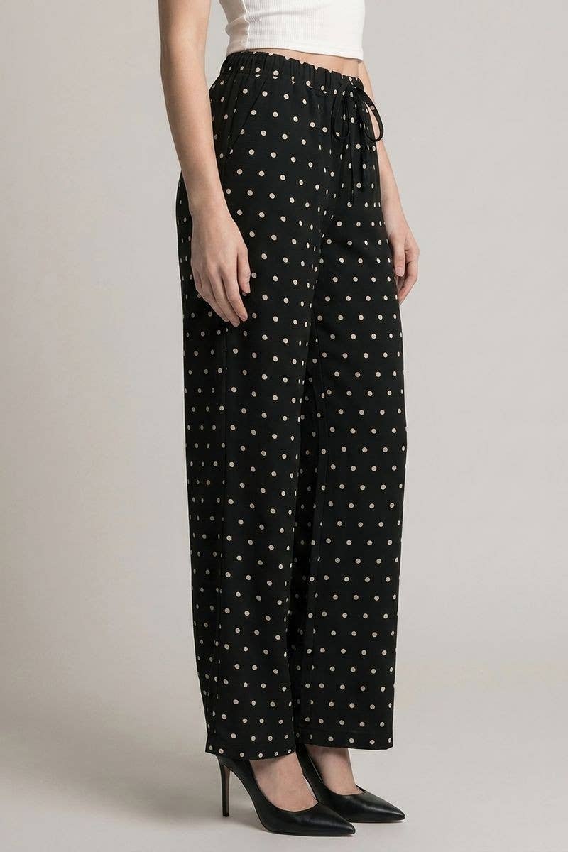 POLKA DOT LOW RISE DRAWSTRING PANTS - 8947P