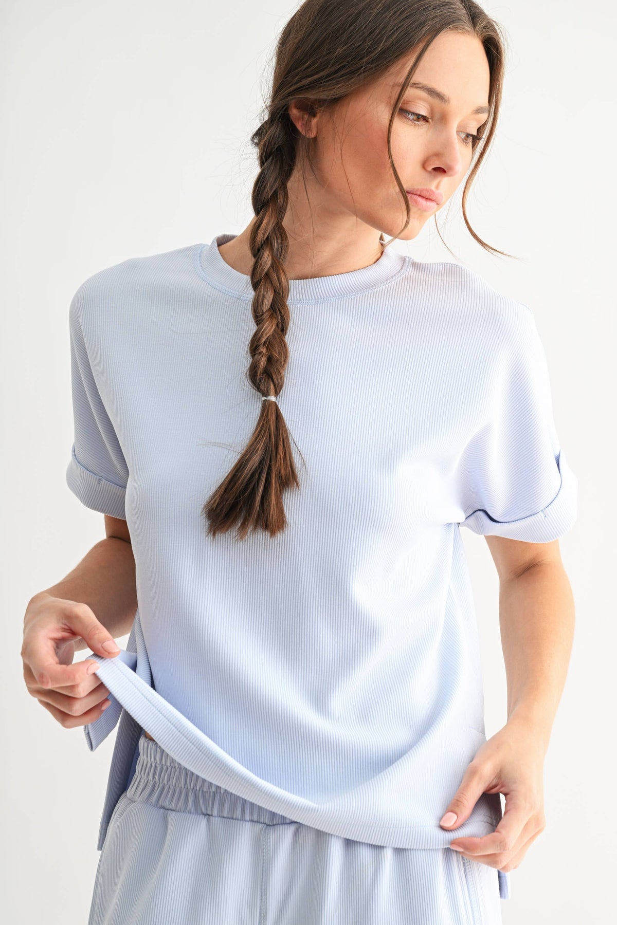 Luxe Sand Wash Rib Lounge Tee