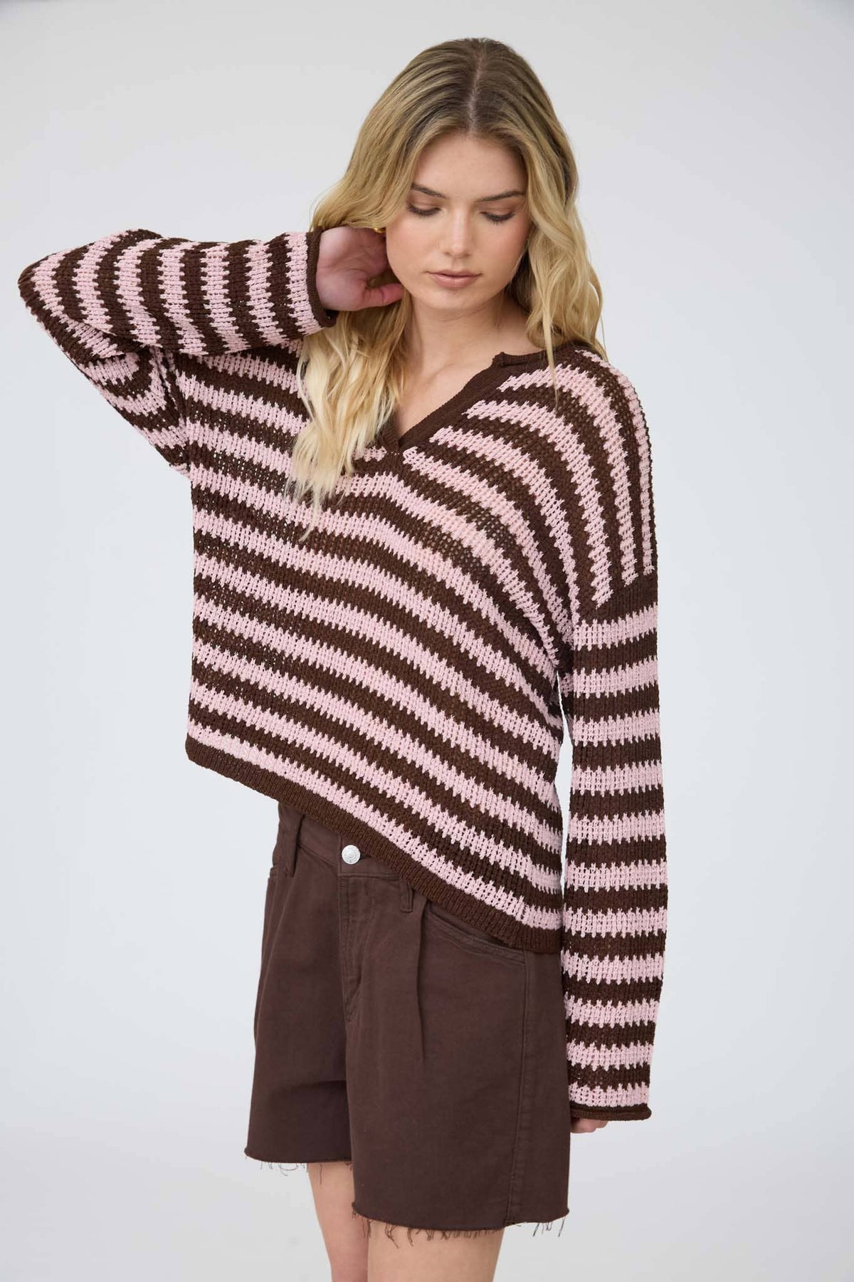 Reanna Raw Edge Vneck Sweater