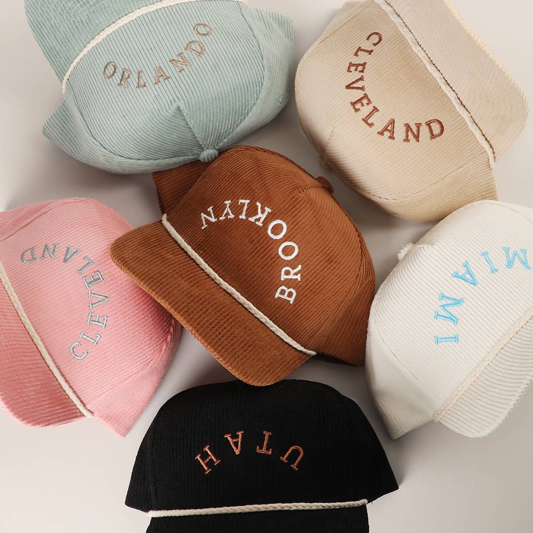 Custom Corduroy Embroidered Hat - Your City & State